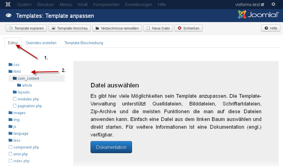 Override Datei öffnen