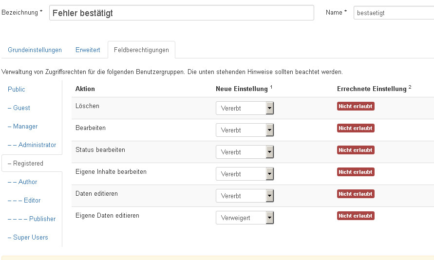 Berechtigung Registered Berechtigung Registered