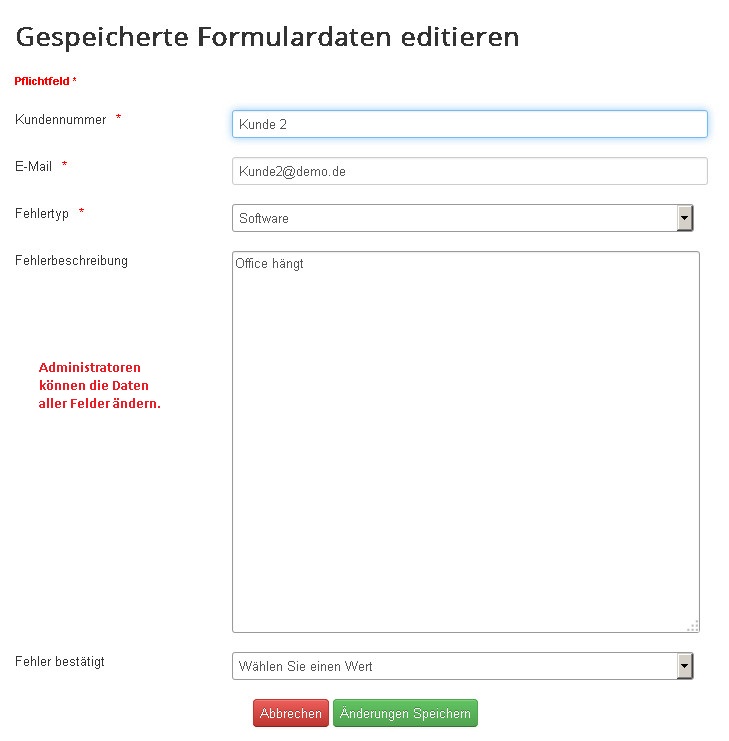 Daten Editieren Sicht Administrator Daten Editieren Sicht Administrator