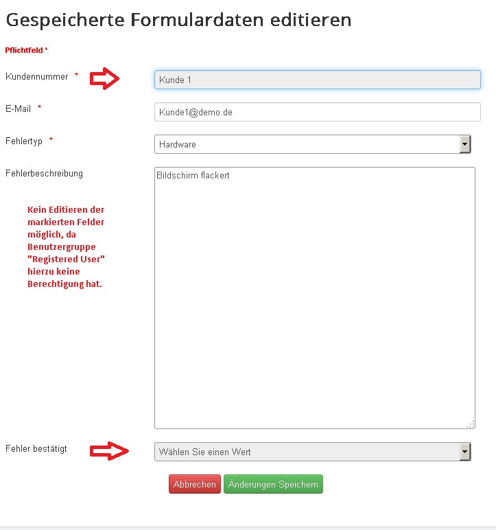 Daten Editieren Sicht Registrierter Benutzer Daten Editieren Sicht Registrierter Benutzer
