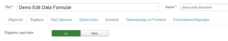 Ergebnis speichern aktivieren Daten speichern