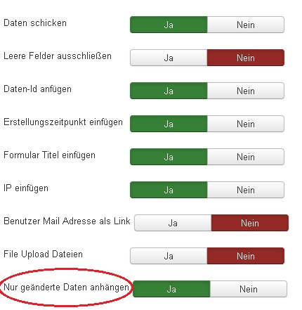 Nur geändert Daten mailen