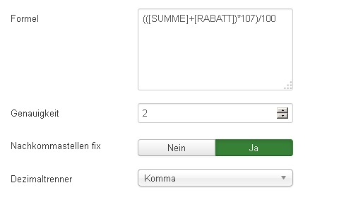 Formel mit Addition, Multiplikation und Division
