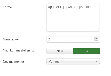 Formel mit Addition, Multiplikation und Division