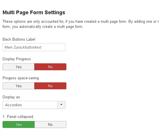 Multi page form options Multi page form options