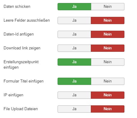 Optionen zur Steuerung des Nachrichteninhalts der der Benutzermail