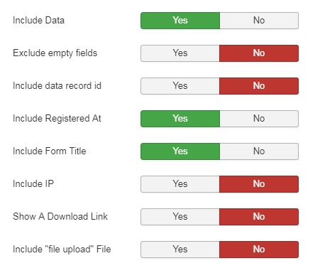 Options which control the mail content of the recipient mail