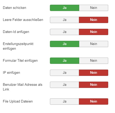 Optionen zur Steuerung des Nachrichteninhalts der Ergebnismail