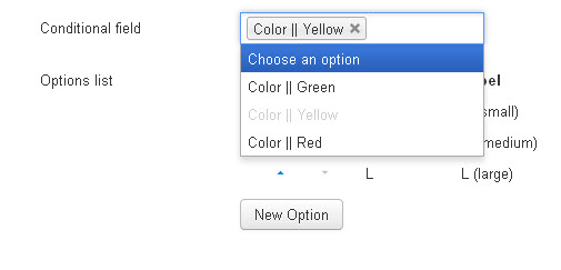 Conditional options selected Conditional options selected