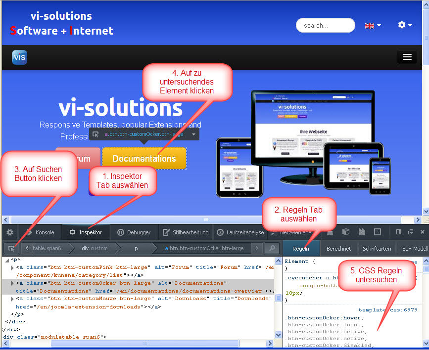 Verwendung der Entwicklertools im Firefox Verwendung der Entwicklertools im Firefox